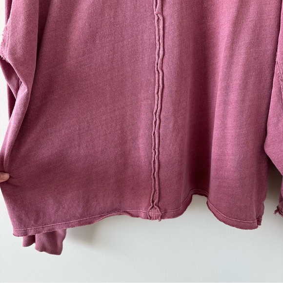 Free People Ready For This Woven Knit Long Sleeve Shirt Tee Top Pink Revolve - Picture 10 of 13